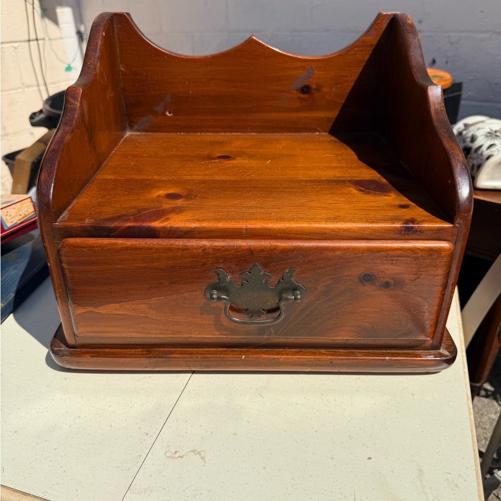 VTG Wooden Desktop Organizer with Drawer - Warm Brown